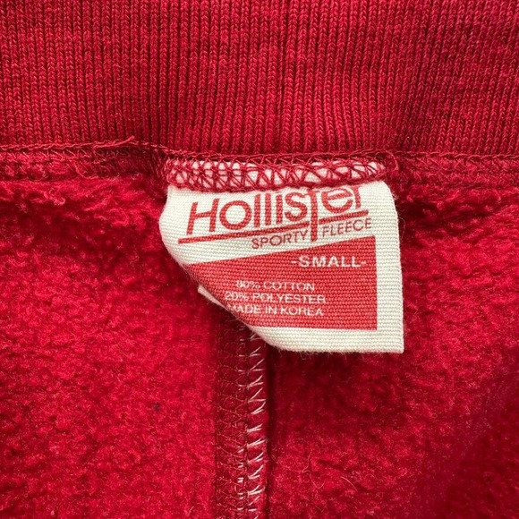 Vintage Hollister Fleece Sweatpants Juniors S Red Flare Leg Stripe 90s Y2K Cozy - Picture 10 of 12